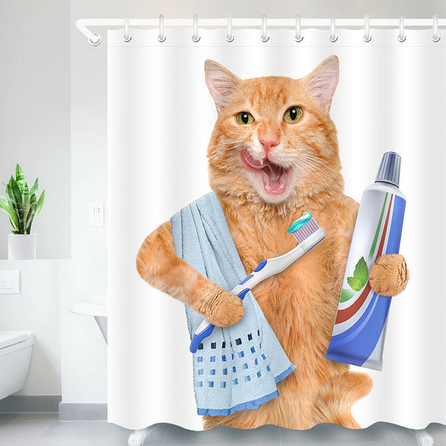 Cute cat shower curtain